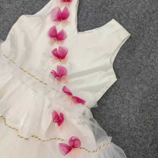 White Layered Frock With Butterflies image 2