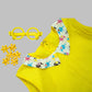A Line Frock Peter Pan Collar Animal Print - Yellow image 1