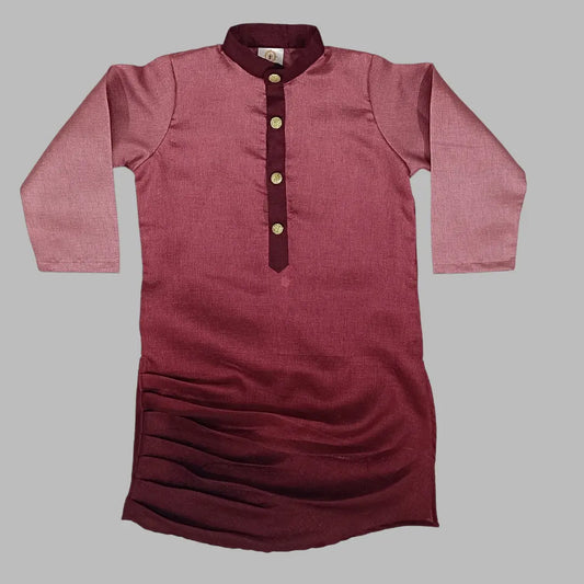 Maroon Silk Kurta Set For Boys image 2