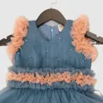 Grey Frock With Flowers Embellished Long Trail image 5