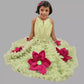 Green Flayered Frock With Pink Flowers Embellished image 0