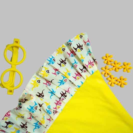 A Line Frock Peter Pan Collar Animal Print - Yellow image 2