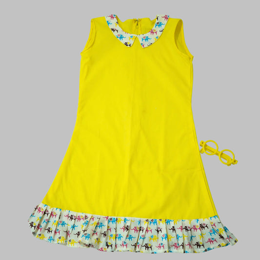 A Line Frock Peter Pan Collar Animal Print - Yellow image 0