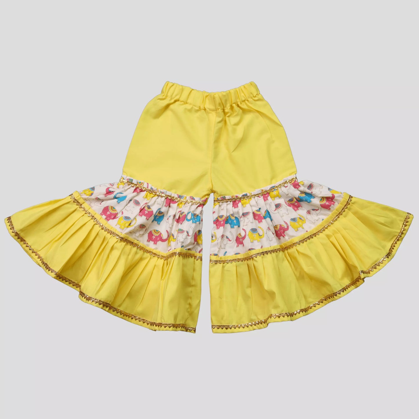 Kurta With Sharara Pant Animal Print – Yellow image 3