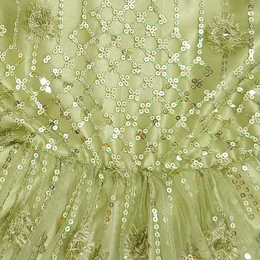 Green Embroidered Long Gown image 2