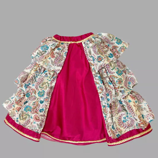 Pink One Shoulder Crop Top & Lehenga image 2