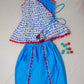 Angrakha Style (Wrap) Top With Tulip Pants - Blue image 3