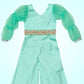 Sea Green Long Puff Sleeves Jumpsuit