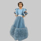 Grey Ruffle Layered Long Party Gown