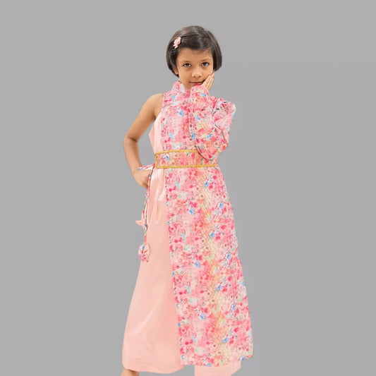 Pink Jumpsuit with One shoulder Jacket