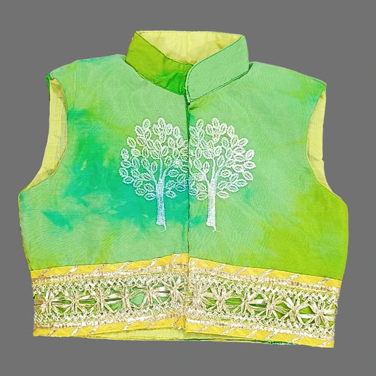 Yellow Kurta And Pant With Green Jacket