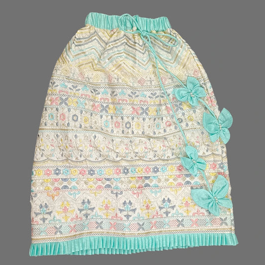 Multicolor Embroidered Lehenga And Aqua Blue Crop Top With Dupatta