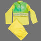 Yellow Kurta And Pant With Green Jacket