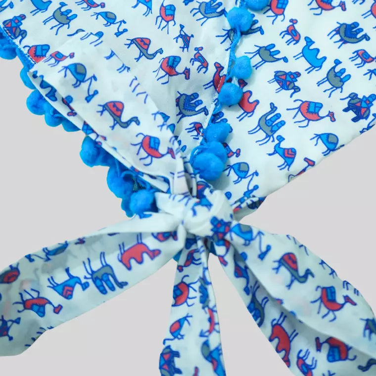 Ruffled Skirt With Angrakha Style (Wrap) Top - Blue image 2