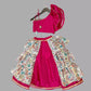 Pink One Shoulder Crop Top & Lehenga image 3
