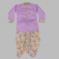 Purple Silk Kurta & Printed Dhoti For Boys image 1