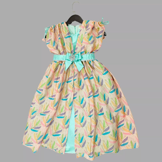 Sea Green Long Gown With Kaftan Style Silk Jacket image 2