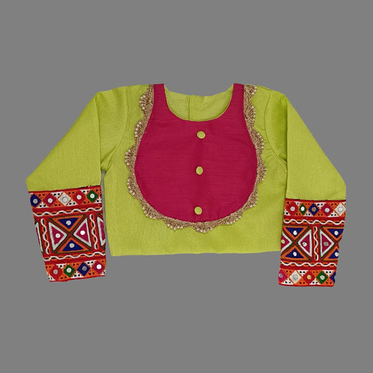 Embroidery Lace on Multicolor Crop Top & Lehenga With Dupatta For Girls image 2