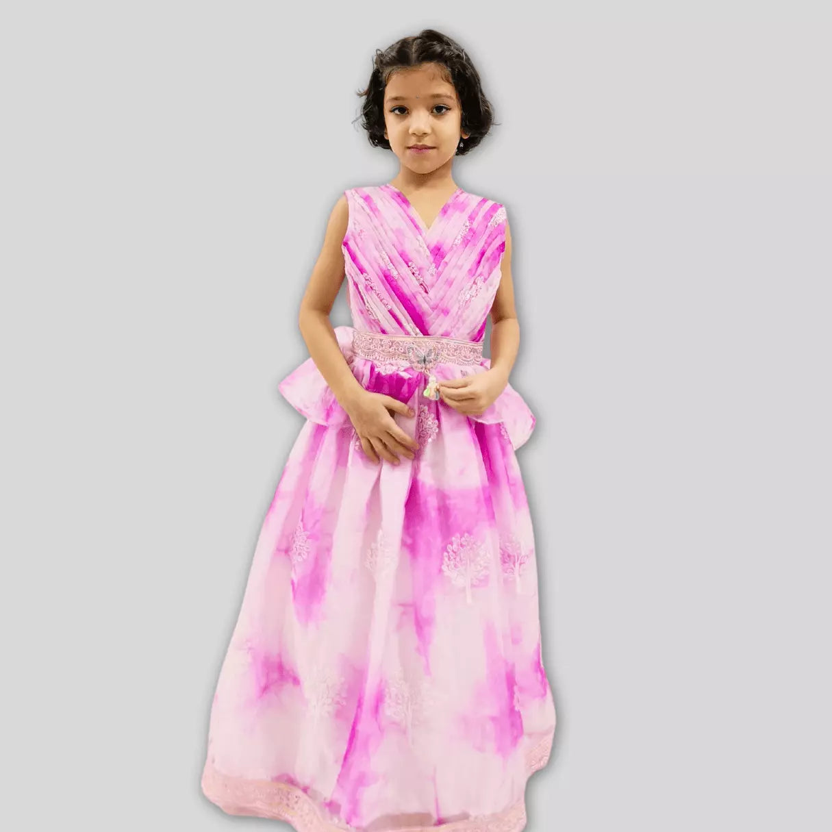 Pink Pleated Long Gown image 0