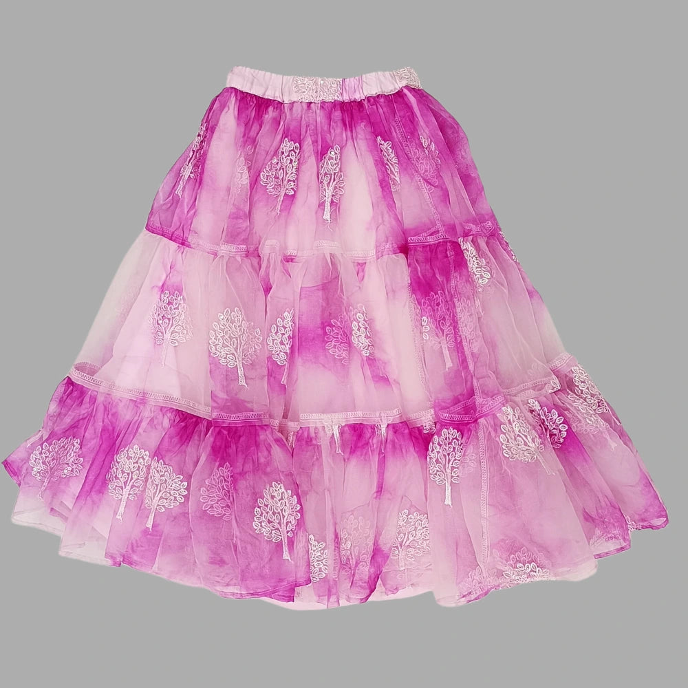 Pink Crop Top & Ruffle Layered Lehenga image 3