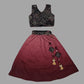 Black Embroidery Crop Top & Maroon Lehenga For Girls image 1