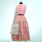 Pink Floral Embroidery Crop Top & Lehenga For Girls image 1