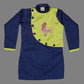 Navy Blue Flamingo Embroidered Kurta And Pant For Boys image 2