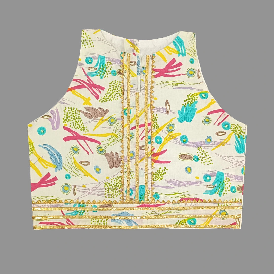 Printed Cotton Crop Top And Palazzo Pant for Girls image 1