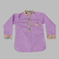 Purple Silk Kurta & Printed Dhoti For Boys image 2