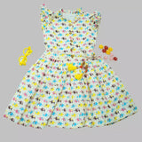 Ruffled Sleeves Frock Animal Print - White image 0