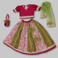 Pink Puff Sleeves Top And Multicolor Lehenga With Dupatta & Potli Bag image 1