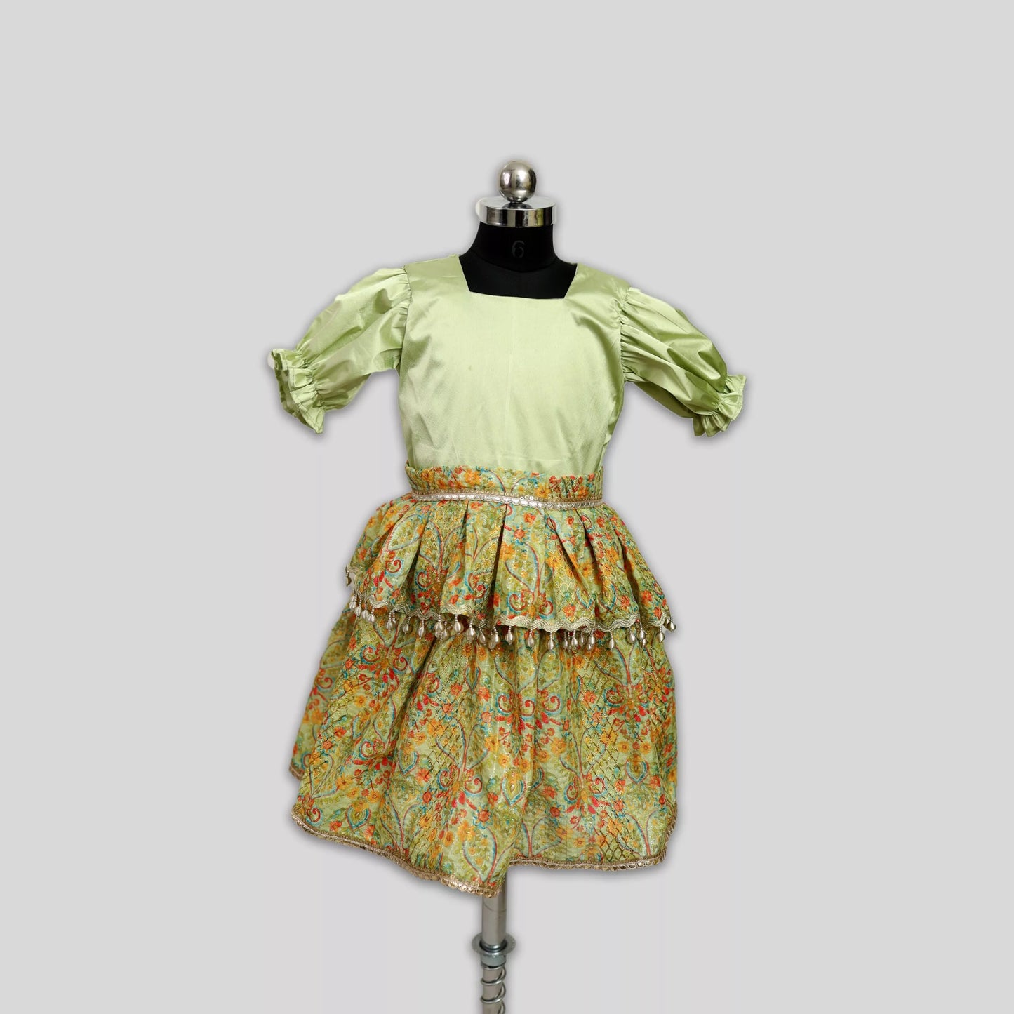 Puff Sleeves Green Frock image 1