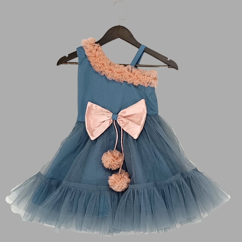 One Shoulder Grey Frock image 1