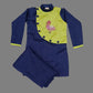 Navy Blue Flamingo Embroidered Kurta And Pant For Boys image 3