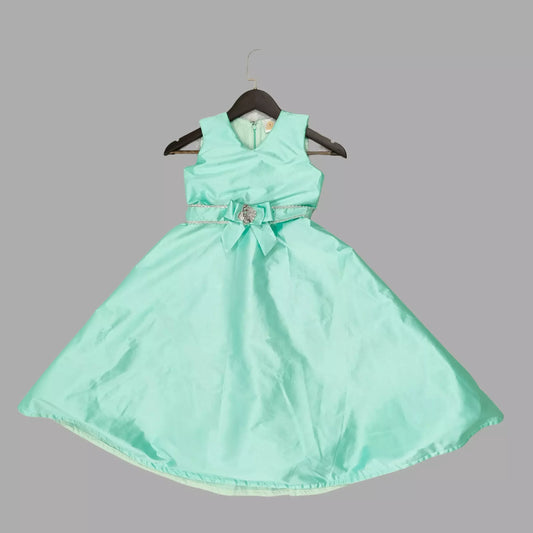 Sea Green Long Gown Adorned With Frill Net image 2