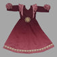 Maroon Long Gown With Flower Embellished On Sleeves For Girls image 2